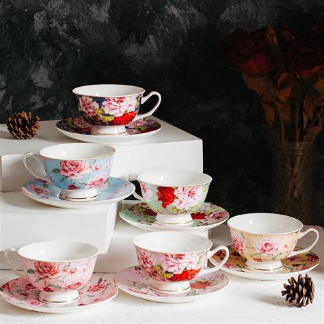 BTäT Tea Cups Tea Cups and Saucers Set of 6 BTAT