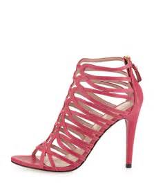 Stuart Weitzman Loops Leather Strappy Sandal Hot Pink