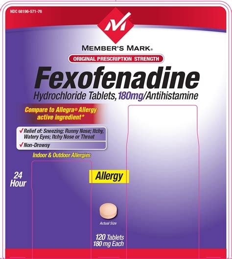 Members Mark Fexofenadine Fexofenadine Hydrochloride Tablet Film Coated