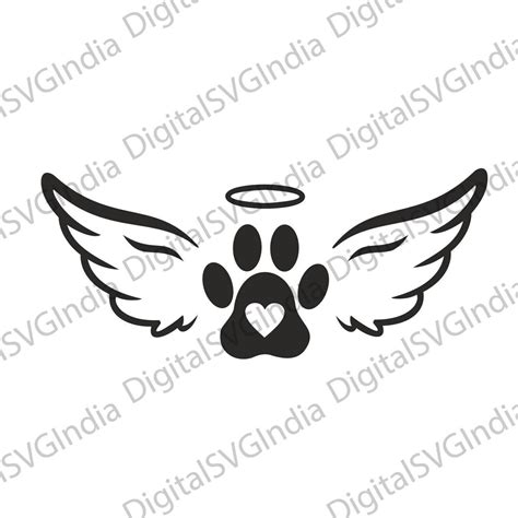 Buy Heart Paw Angel Wings Svg Dog Angel Wings Svg Dog Lover Svg Online