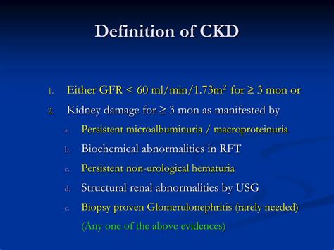These are the diseases we'll discuss in this lecture. PPT - Chronic Kidney Disease (CKD) PowerPoint Presentation, free download - ID:7008703