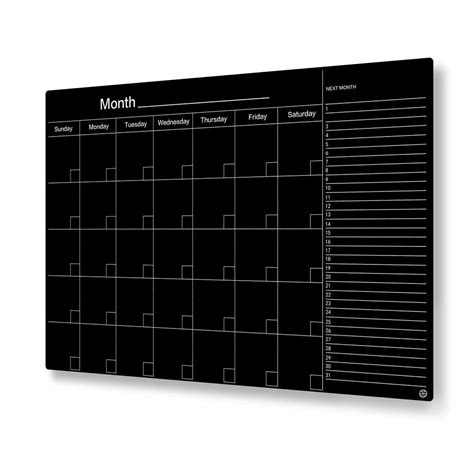 Floating Glass Calendar Blackboard 35 X 47 Magnetic Black Toolots