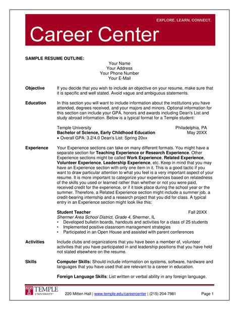 Resume Outline How To Draft A Resume Outline Download This Resume