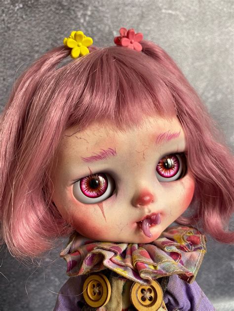 Custom Blythe Doll With Sculpted Face Horror Clown Etsy
