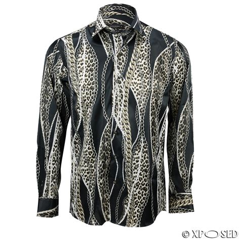 Mens Italian Designer Style Party Shirt Smart Casual Silk Feel Black
