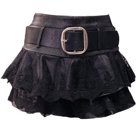 Pu Leather Skirt Women Spring Lace Stitching Mini Short Skirt Jupe