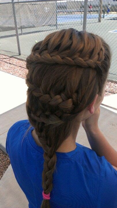 Then she crochets short pieces of textured hair around it; Sporty braid #braid #hairstyle and love the tennis court ...