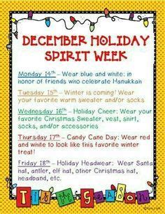 Gather 7 ways to get into the christmas spirit that will be sure to have you dancing with the sugar plum fairies. Image result for christmas spirit week ideas | School spirit week, School spirit days, Holiday ...