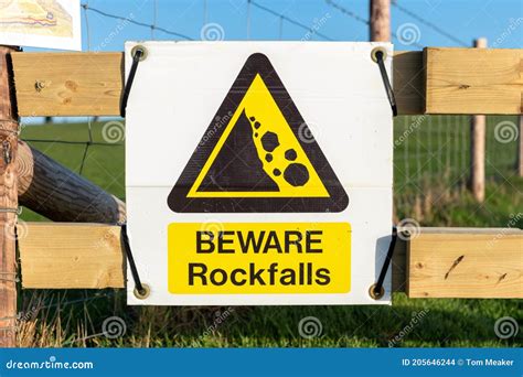 Landslide Warning Sign Stock Photo Image Of Risk Landslide 205646244