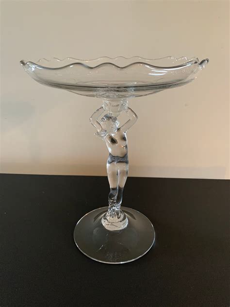 Stunning Art Deco Cambridge Nudes Glass Compote Dish Etsy
