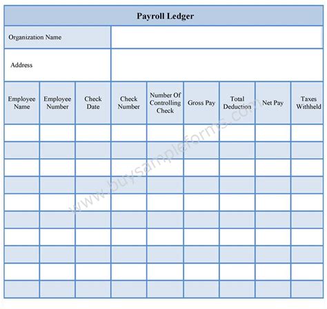 Payroll Ledger Form Payroll Ledger Sample