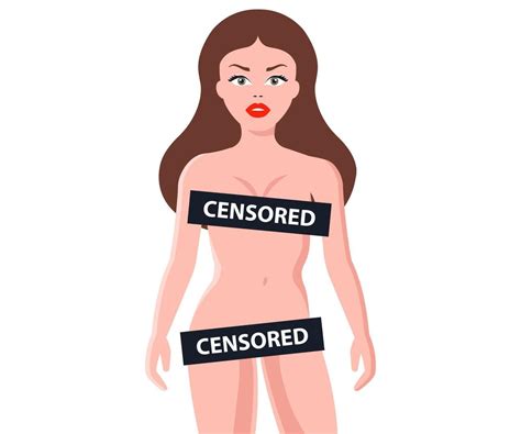 Naked Girl Covered With Censorship Signs Allowed With Only