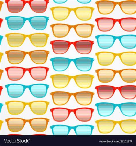 Retro Striped Sunglasses Seamless Pattern Vector Image