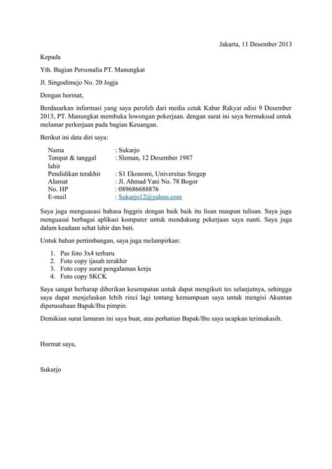 Berikut adalah contoh surat lamaran kerja di pt, bank, guru, restoran, akuntan, dll. Contoh Surat Lamaran Kerja Di Pt Imip - Kumpulan Kerjaan