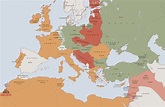 Mapa historico de Europa 1914 y 1918, formato illustrator eps