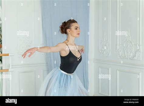 Young Classical Ballet Dancer Side View Beautiful Graceful Ballerine