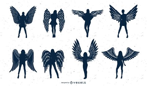 Angel Silhouette Vector Collection Vector Download