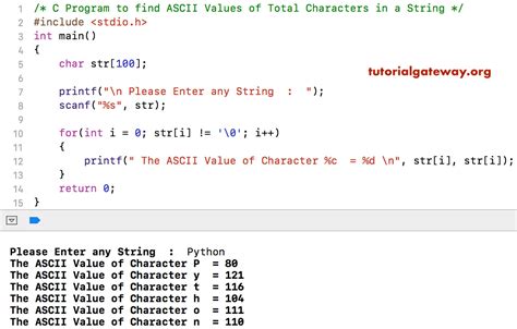 C Program To Find Ascii Value Of Total Characters In A String My Xxx