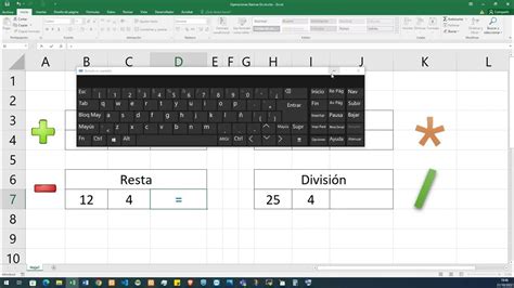 Operaciones Básicas Excel Suma Resta Multiplicación División