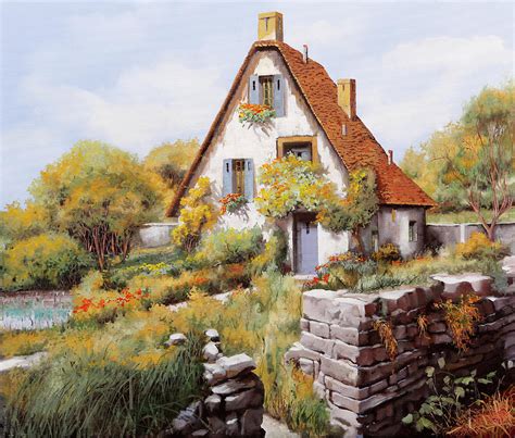 Cottage Painting By Guido Borelli