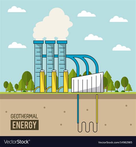 Coloful Background Geothermal Energy Production Vector Image
