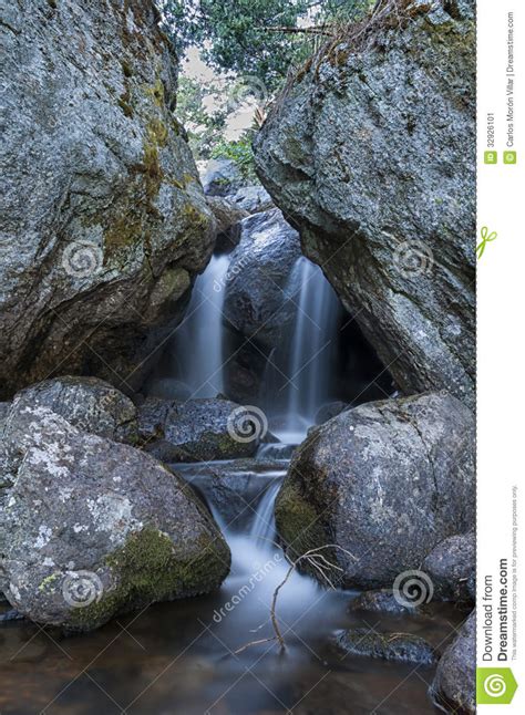 Waterfall Inside A Cave Vertical Stock Image Image