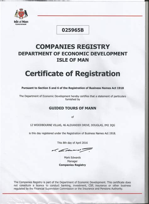 Certificate Of Registration Gambaran