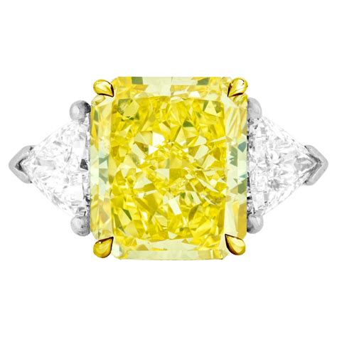 Gia Certified 071ct Fancy Intense Yellow Natural Cushion Cut Diamond