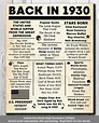 1930 NEWSPAPER Poster, Birthday 1930 Facts 16x20", 8x10" INSTANT ...