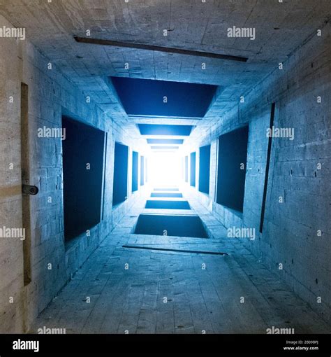 Blue Light Unreal Looking Air Shaft Or Roof Dome Or Ceiling Abstract