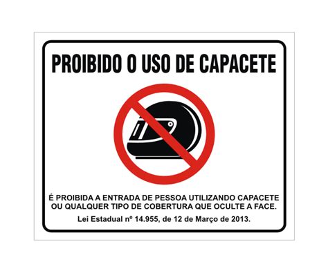 Placa Proibido O Uso De Capacete Lei 14 955 Sp Placasonline Free
