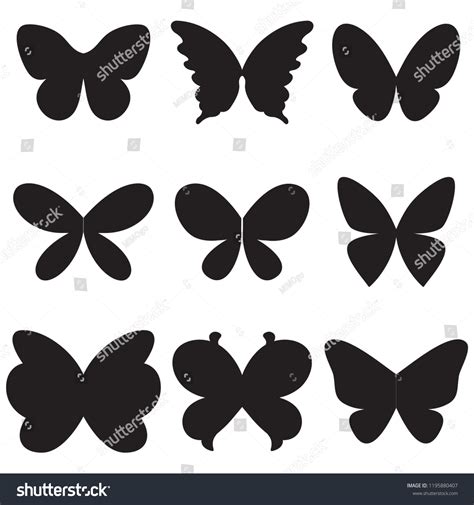 Butterflies Wings Silhouette Vector Icons Set Vector De Stock Libre