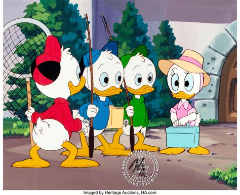 Duck Tales Huey Dewey Louie And Webby Production Cel With Lot