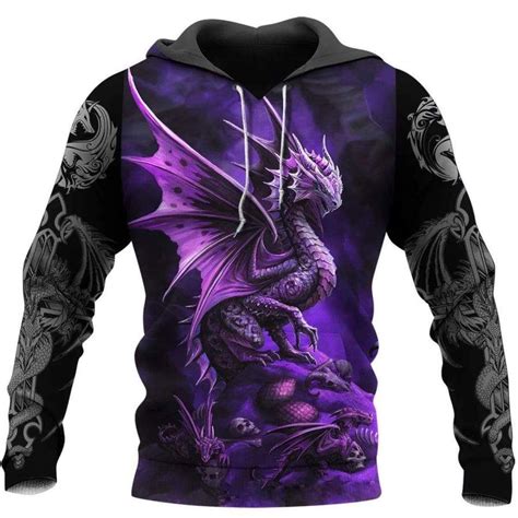 Purple Tattoo And Dragon Hoodie 3d All Over Print Custom Name V In 2022