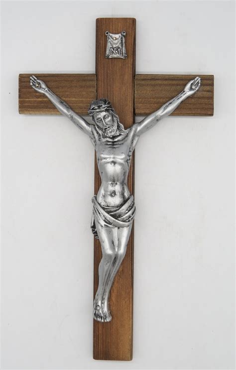 12 Inch Wall Crucifix Jesus Christ On Carbonized Wood Cross Resin