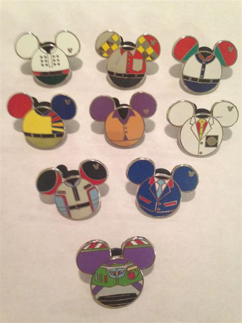 9 Cast Outfits Mickey Ears Pin Set Disney Pins Trading Disney