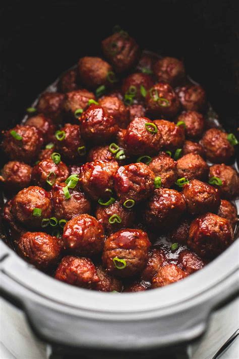 3 Ingredient Slow Cooker Sweet ‘n Spicy Party Meatballs Cravings Happen