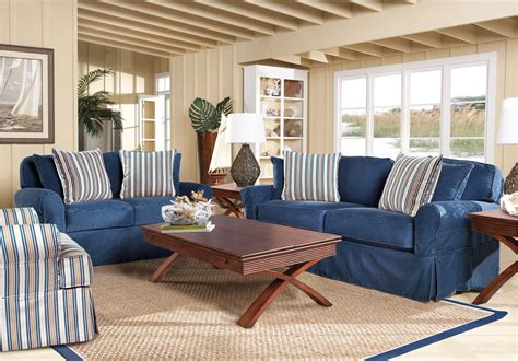 Cindy Crawford Home Beachside Blue 7 Pc Living Room | Living room sets