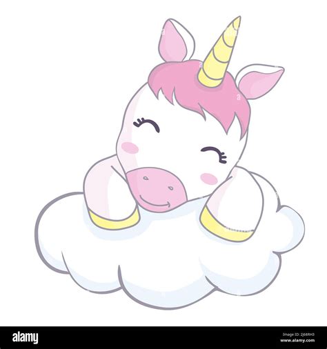 Cute Sweet Pony Unicorn And Rainbow Girly Flat Vector Cartoon Hand
