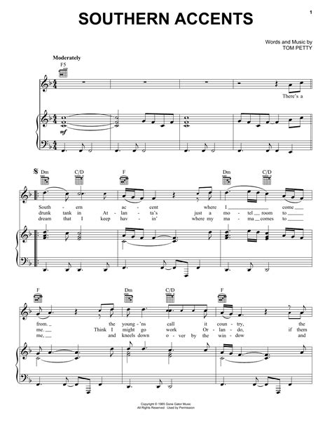 Tom Petty Southern Accents Sheet Music Notes Chords Tom Petty