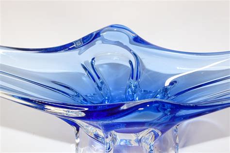 Modern Blue Large Decorative Hand Blown Murano Glass Bowl At 1stdibs