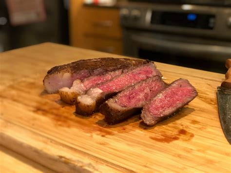 15 Inch Thick Australian Mbs8 Wagyu Ribeye Cooked Medium Rare At 129f For 15 Hours Finished