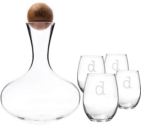 Cathy S Concepts CATHYS CONCEPTS Personalized Wine Decanter Stemless Glass Set Wine Decanter