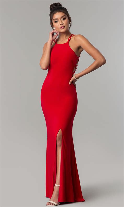 Strappy Open Back Long Formal Prom Dress