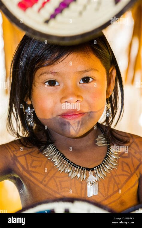 embera village panama january 9 2012 portrait of an unidentified native indian girl with
