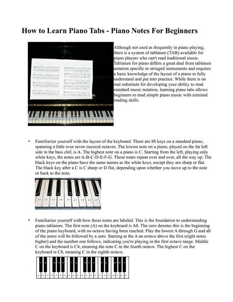 Calaméo How To Learn Piano Tabs Piano Notes For Beginners