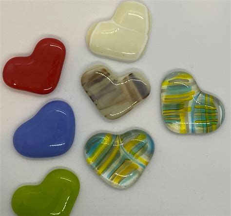 Fused Glass Hearts Pocket Hearts 1 Inch Hearts Set Of Three Etsy Sweden