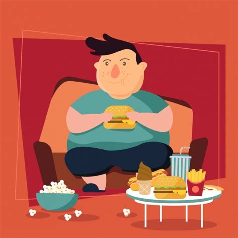 Lifestyle Background Fat Boy Fast Food Icons Decor Vectors Graphic Art