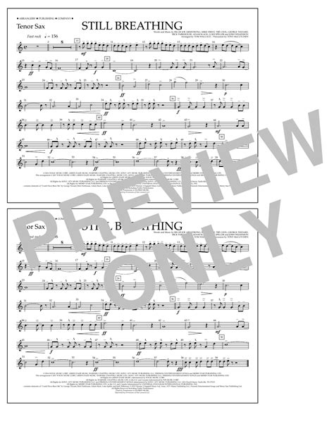 Still Breathing Tenor Sax Sheet Music Tom Wallace Marching Band