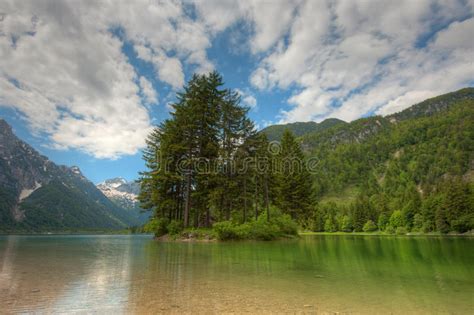 Predil Lake In Italian Alps Stock Photo Image Of Snow River 41502978